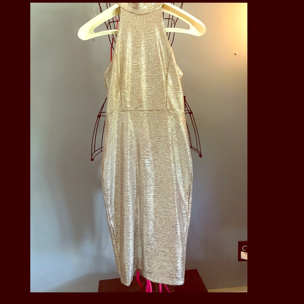 Gold below knee dress size s